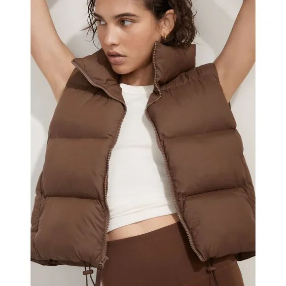 NWT Madewell NWL (Re)sourced Nylon Forage Brown Puffer Vest Women's Small S - Picture 2 of 7